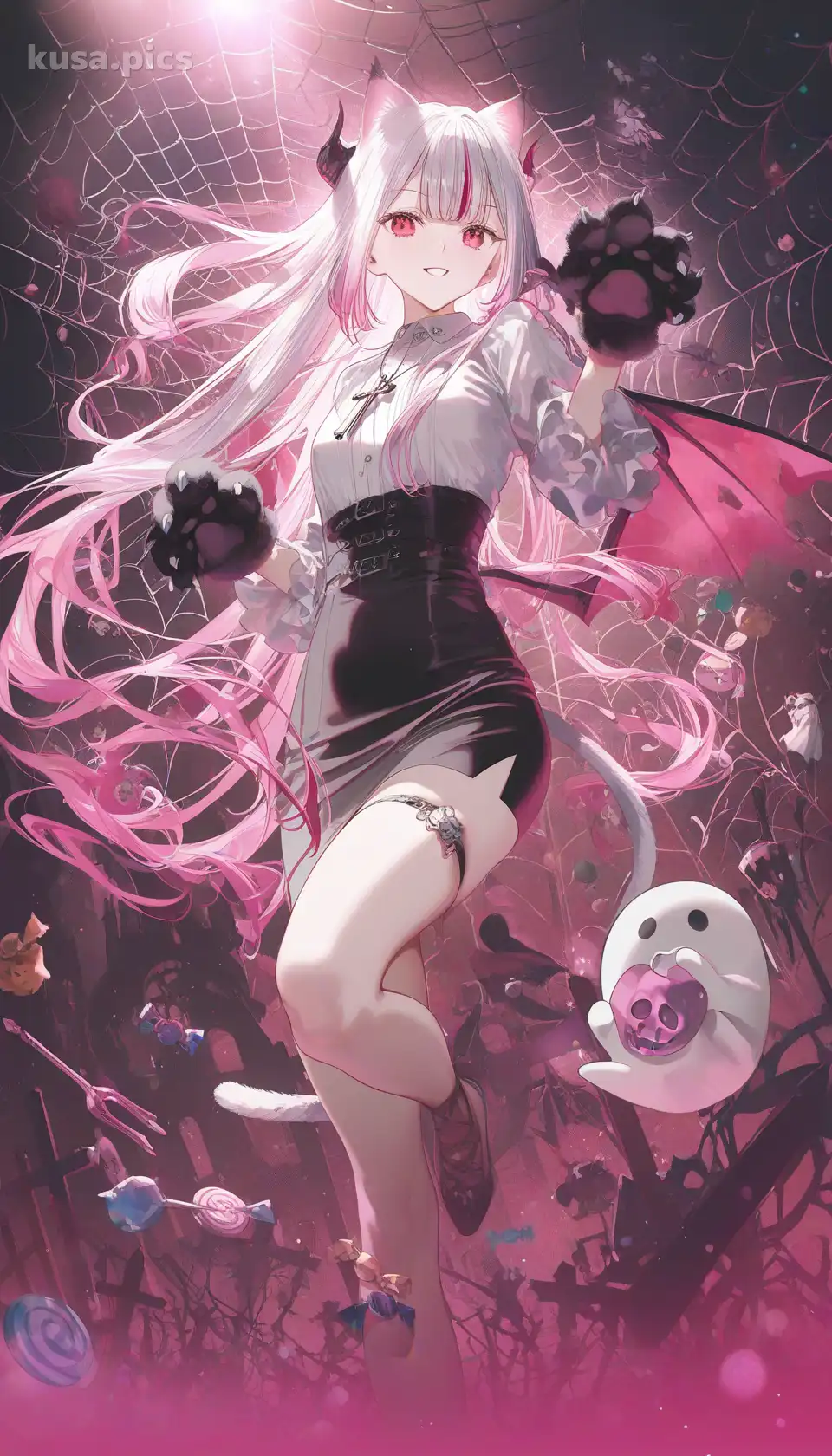 OC Maker Example - Neko-Cat Demon - AI generated anime original character